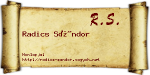 Radics Sándor névjegykártya