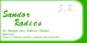 sandor radics business card